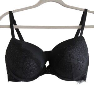 VICTORIA'S SECRET Very Sexy Push-Up Bra Black Lace Corset Detail Bra Goth 34D
